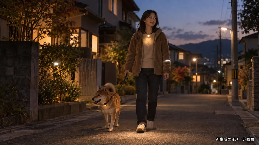 リードと懐中電灯で手がいっぱいに。夜の犬の散歩を楽にする両手が空くライトの選び方